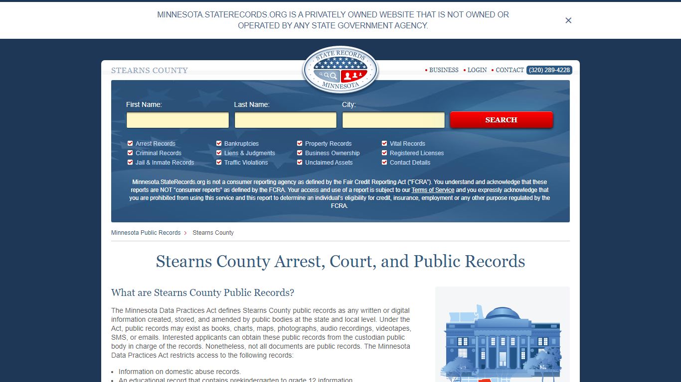 Stearns County Arrest, Court, and Public Records