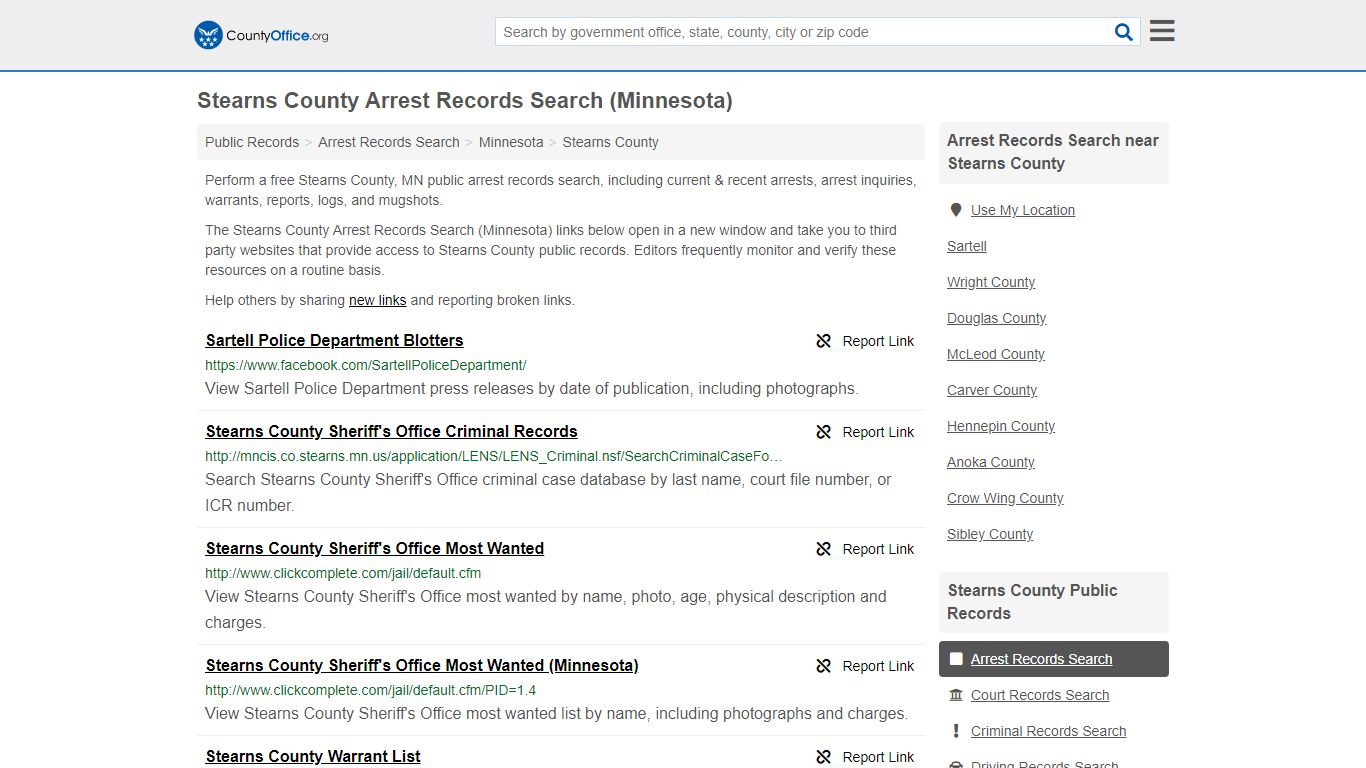 Arrest Records Search - Stearns County, MN (Arrests ...