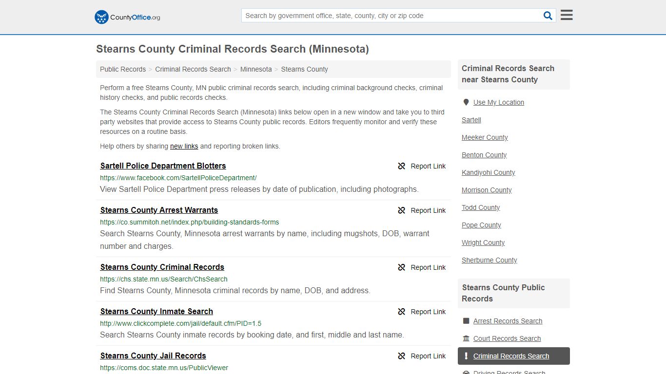 Criminal Records Search - Stearns County, MN (Arrests ...